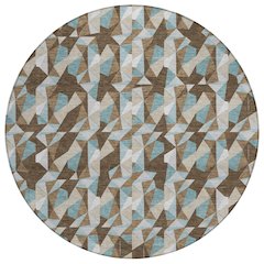 Machine Washable Indoor/Outdoor Chantille ACN2636 Brown 8' x 8' Round Rug