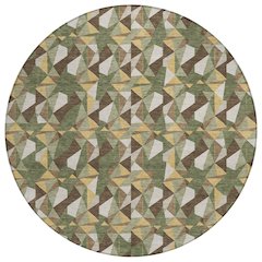 Machine Washable Indoor/Outdoor Chantille ACN2636 Green 8' x 8' Round Rug