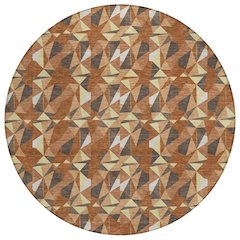 Machine Washable Indoor/Outdoor Chantille ACN2636 Orange 8' x 8' Round Rug