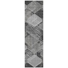 Machine Washable Indoor/Outdoor Chantille ACN2637 Black 2'3" x 7'6" Runner Rug