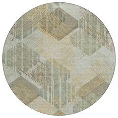 Machine Washable Indoor/Outdoor Chantille ACN2637 Green 8' x 8' Round Rug