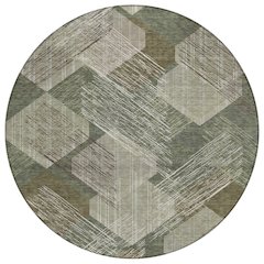 Machine Washable Indoor/Outdoor Chantille ACN2637 Green 8' x 8' Round Rug