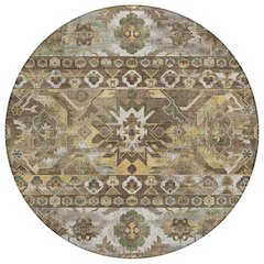 Machine Washable Indoor/Outdoor Chantille ACN2638 Brown 8' x 8' Round Rug