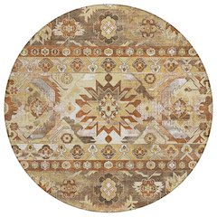 Machine Washable Indoor/Outdoor Chantille ACN2638 Gold 8' x 8' Round Rug