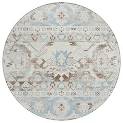Machine Washable Indoor/Outdoor Chantille ACN2638 Ivory 8' x 8' Round Rug
