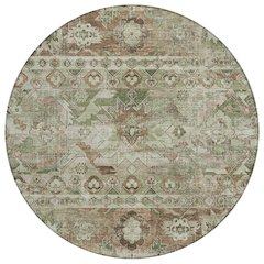 Machine Washable Indoor/Outdoor Chantille ACN2638 Green 8' x 8' Round Rug