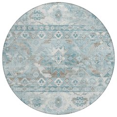 Machine Washable Indoor/Outdoor Chantille ACN2638 Teal 8' x 8' Round Rug