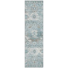 Machine Washable Indoor/Outdoor Chantille ACN2638 Teal 2'3" x 7'6" Runner Rug