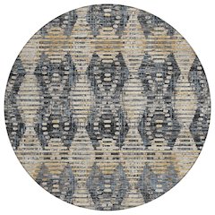 Machine Washable Indoor/Outdoor Chantille ACN2640 Black 8' x 8' Round Rug