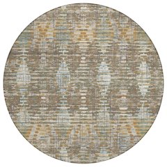Machine Washable Indoor/Outdoor Chantille ACN2640 Brown 8' x 8' Round Rug