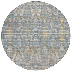 Machine Washable Indoor/Outdoor Chantille ACN2640 Blue 8' x 8' Round Rug