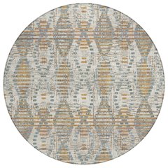 Machine Washable Indoor/Outdoor Chantille ACN2640 Ivory 8' x 8' Round Rug