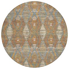 Machine Washable Indoor/Outdoor Chantille ACN2640 Orange 8' x 8' Round Rug