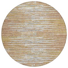 Machine Washable Indoor/Outdoor Chantille ACN2642 Orange 8' x 8' Round Rug