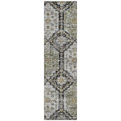 Machine Washable Indoor/Outdoor Chantille ACN2643 Black 2'3" x 7'6" Runner Rug