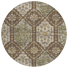 Machine Washable Indoor/Outdoor Chantille ACN2643 Brown 8' x 8' Round Rug