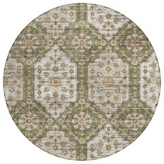 Machine Washable Indoor/Outdoor Chantille ACN2643 Green 8' x 8' Round Rug