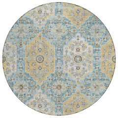 Machine Washable Indoor/Outdoor Chantille ACN2643 Teal 8' x 8' Round Rug