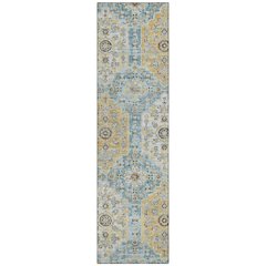 Machine Washable Indoor/Outdoor Chantille ACN2643 Teal 2'3" x 7'6" Runner Rug