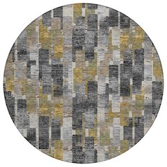 Machine Washable Indoor/Outdoor Chantille ACN2644 Black 8' x 8' Round Rug