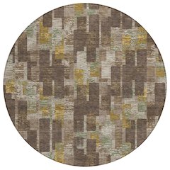 Machine Washable Indoor/Outdoor Chantille ACN2644 Brown 8' x 8' Round Rug