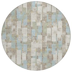 Machine Washable Indoor/Outdoor Chantille ACN2644 Ivory 8' x 8' Round Rug