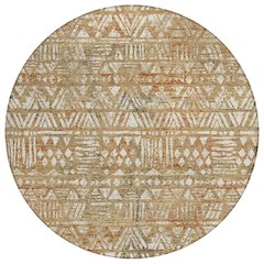 Machine Washable Indoor/Outdoor Chantille ACN2645 Orange 8' x 8' Round Rug