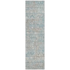 Machine Washable Indoor/Outdoor Chantille ACN2645 Teal 2'3" x 7'6" Runner Rug