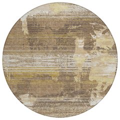 Machine Washable Indoor/Outdoor Chantille ACN2646 Brown 8' x 8' Round Rug