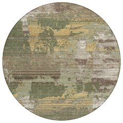 Machine Washable Indoor/Outdoor Chantille ACN2646 Green 8' x 8' Round Rug