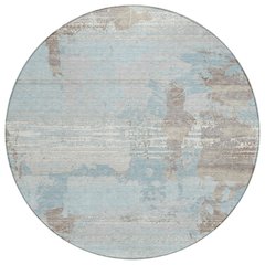 Machine Washable Indoor/Outdoor Chantille ACN2646 Blue 8' x 8' Round Rug
