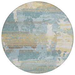Machine Washable Indoor/Outdoor Chantille ACN2646 Teal 8' x 8' Round Rug
