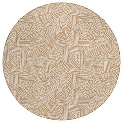 Machine Washable Indoor/Outdoor Chantille ACN2648 Orange 8' x 8' Round Rug
