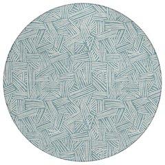 Machine Washable Indoor/Outdoor Chantille ACN2648 Teal 8' x 8' Round Rug