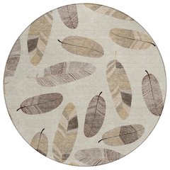 Machine Washable Indoor/Outdoor Chantille ACN2649 Brown 8' x 8' Round Rug