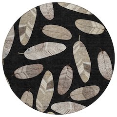 Machine Washable Indoor/Outdoor Chantille ACN2649 Black 8' x 8' Round Rug
