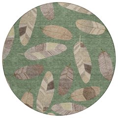 Machine Washable Indoor/Outdoor Chantille ACN2649 Green 8' x 8' Round Rug