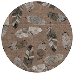 Machine Washable Indoor/Outdoor Chantille ACN2649 Brown 8' x 8' Round Rug