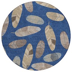 Machine Washable Indoor/Outdoor Chantille ACN2649 Blue 8' x 8' Round Rug