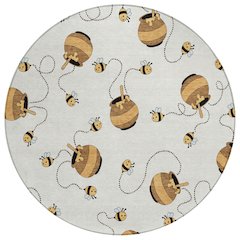 Machine Washable Indoor/Outdoor Chantille ACN2650 Ivory 8' x 8' Round Rug