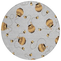 Machine Washable Indoor/Outdoor Chantille ACN2650 Gray 8' x 8' Round Rug