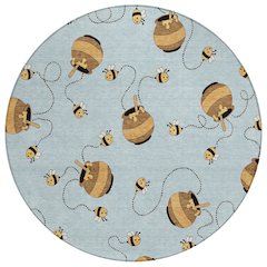 Machine Washable Indoor/Outdoor Chantille ACN2650 Blue 8' x 8' Round Rug