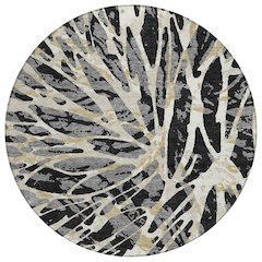 Machine Washable Indoor/Outdoor Chantille ACN2651 Black 8' x 8' Round Rug