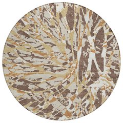 Machine Washable Indoor/Outdoor Chantille ACN2651 Brown 8' x 8' Round Rug