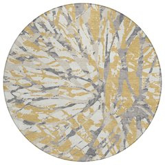 Machine Washable Indoor/Outdoor Chantille ACN2651 Gold 8' x 8' Round Rug