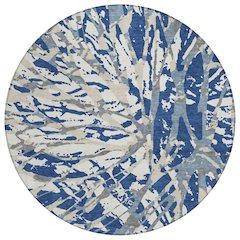 Machine Washable Indoor/Outdoor Chantille ACN2651 Blue 8' x 8' Round Rug