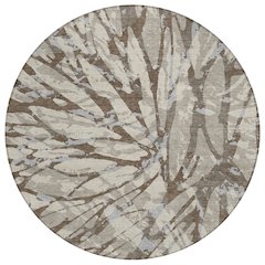 Machine Washable Indoor/Outdoor Chantille ACN2651 Brown 8' x 8' Round Rug