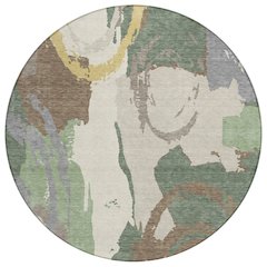 Machine Washable Indoor/Outdoor Chantille ACN2652 Green 8' x 8' Round Rug