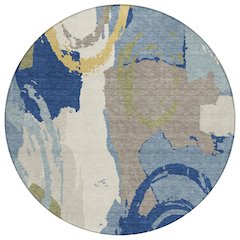 Machine Washable Indoor/Outdoor Chantille ACN2652 Blue 8' x 8' Round Rug