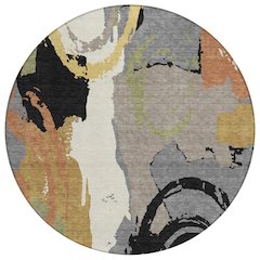 Machine Washable Indoor/Outdoor Chantille ACN2652 Gray 8' x 8' Round Rug